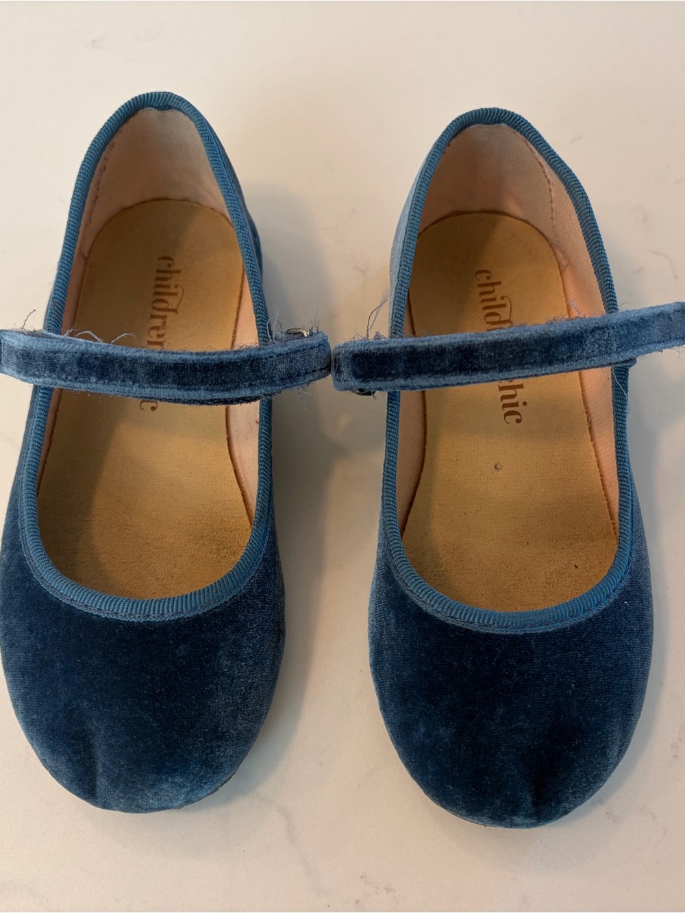 Girls Navy Velvet Mary Jane Dress Shoes